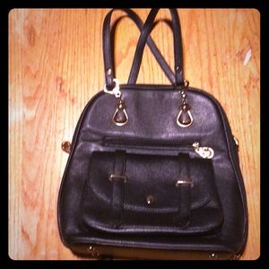 Black backpack purse for women